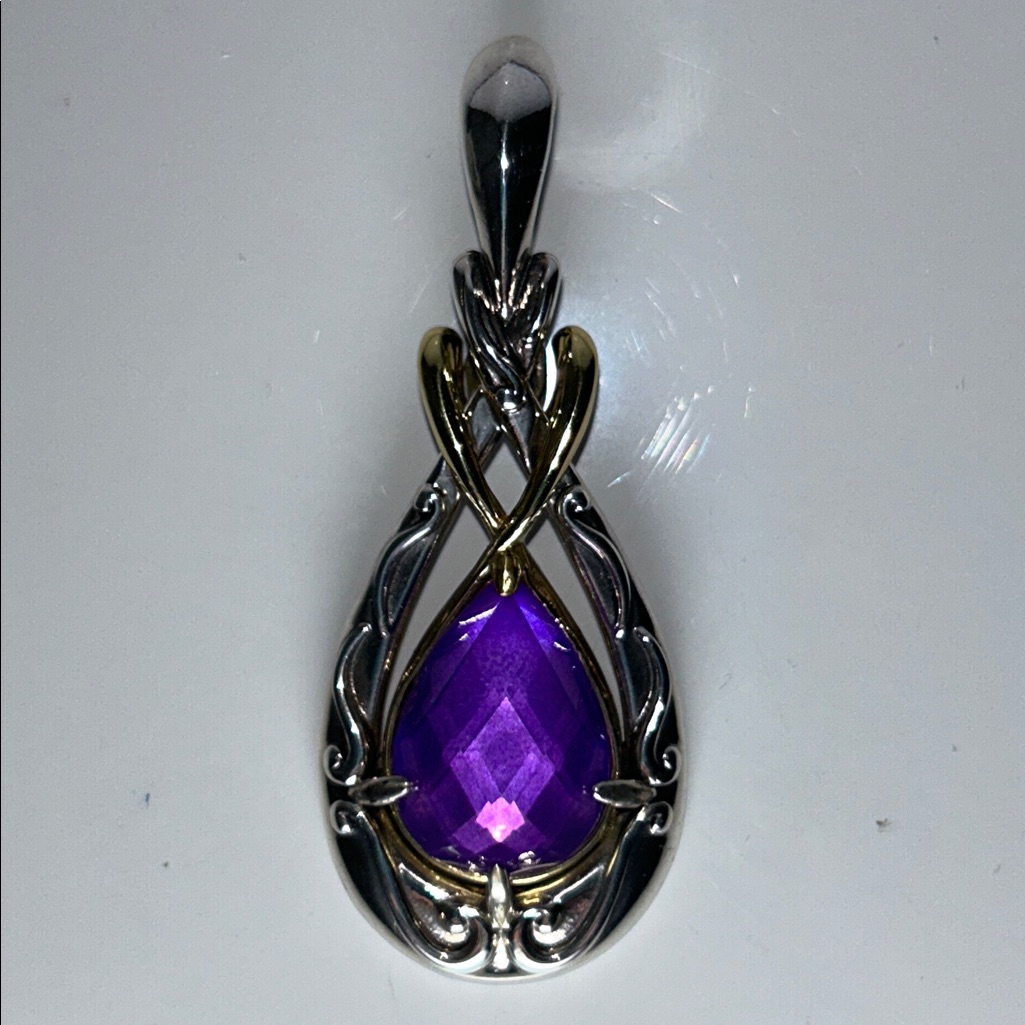 Nwot Carolyn Pollack Sterling Silver Genuine Gemstone Enhancer Pendant 125$